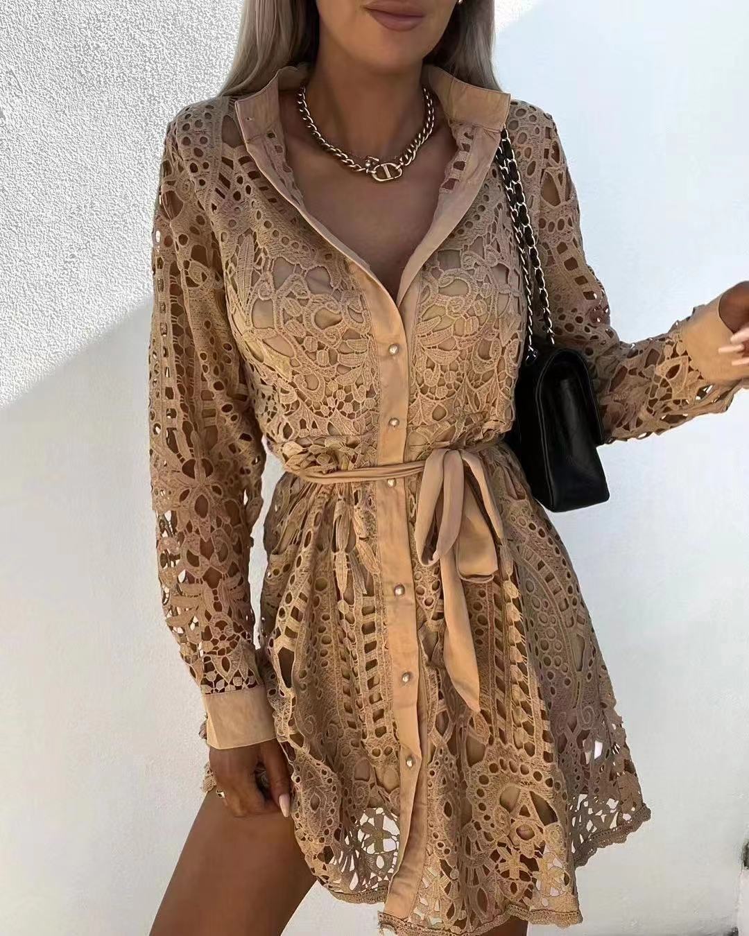 Fashion temperament mini lace dress