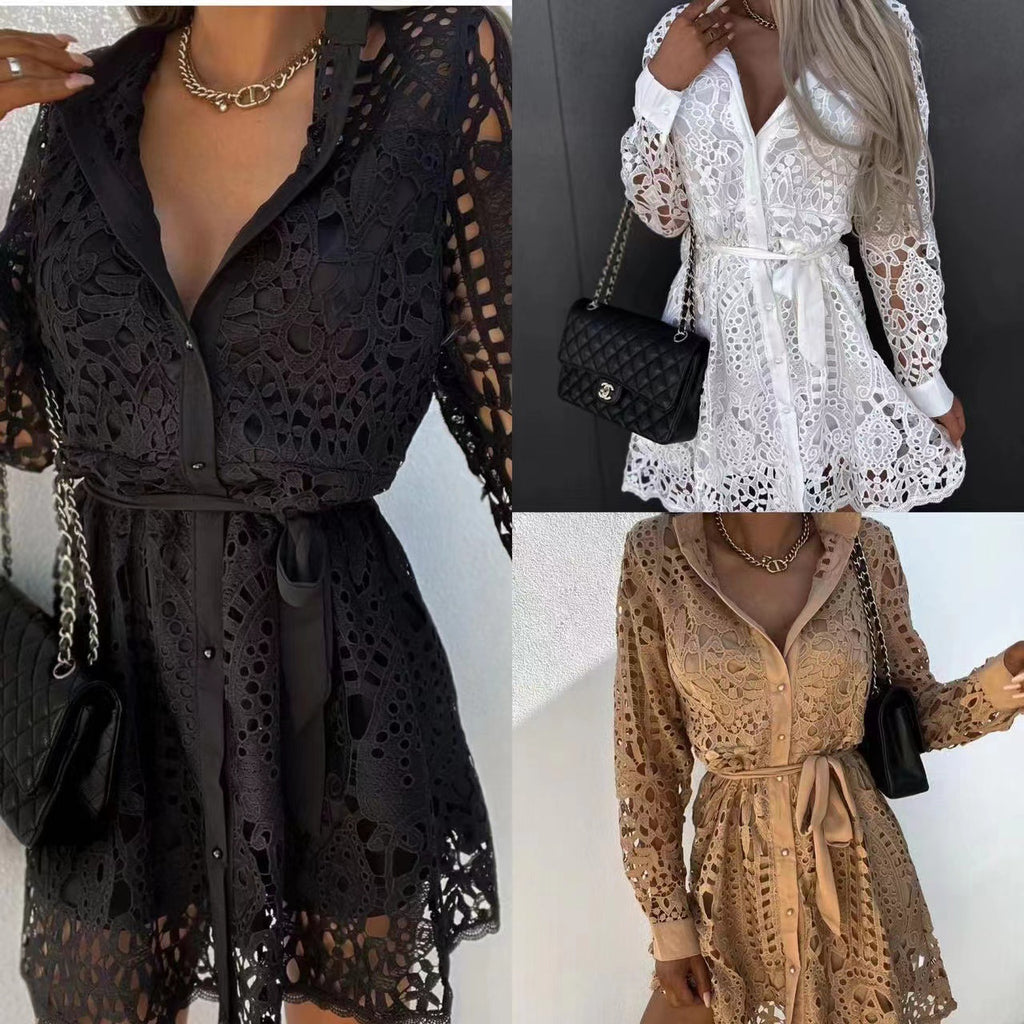 Fashion temperament mini lace dress